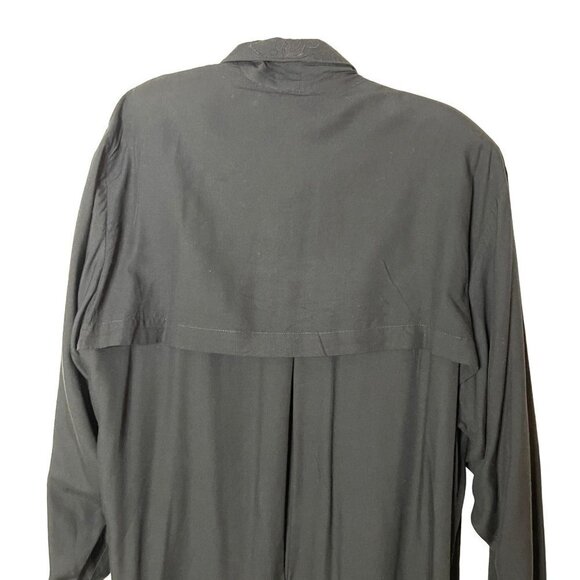 Surya Womens Duster Black Size Large Vintage Open Front Embroidered Rayon Pocket - Picture 8 of 16